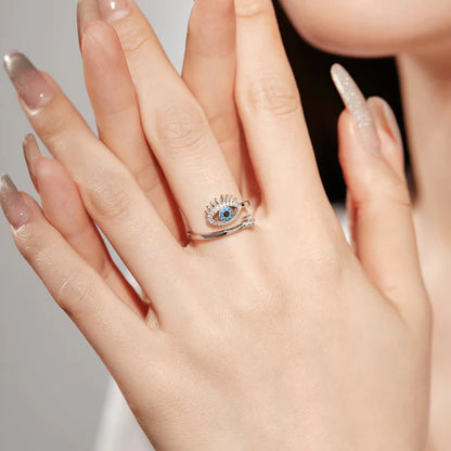 Cute Evil Eye Adjustable Ring (Premium)💎