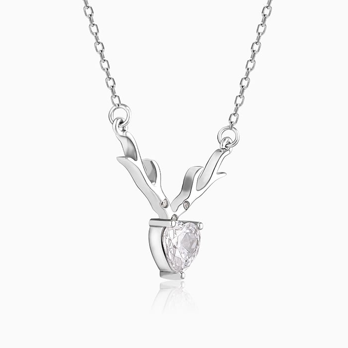 Silver Deer Heart Necklace