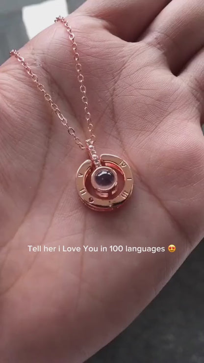 Romantic 100 Languages I Love You Projection Pendant Necklace